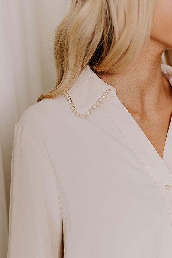 Luxe Lifestyle Pearl Embellished Top in Cream