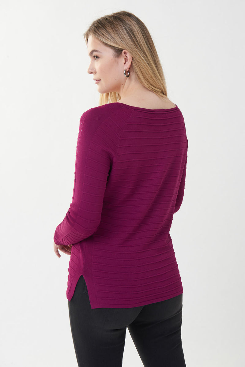 Joseph Ribkoff Embellished Vineyard Knit Top Style 223955