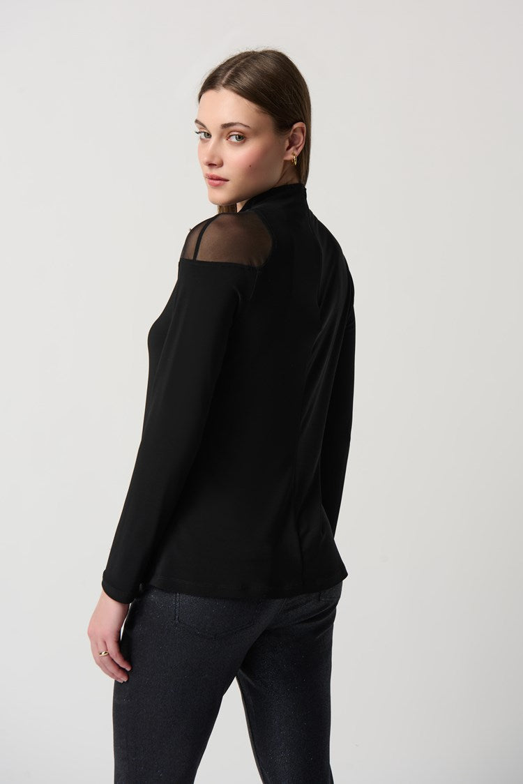 Joseph Ribkoff Silky Knit Top With Embellished Mesh insert #234250