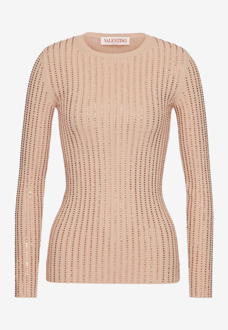 Crystal-Embellished Long-Sleeved Top