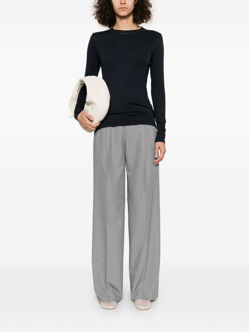 Fabiana Filippi Blue Crewneck Embellished Top