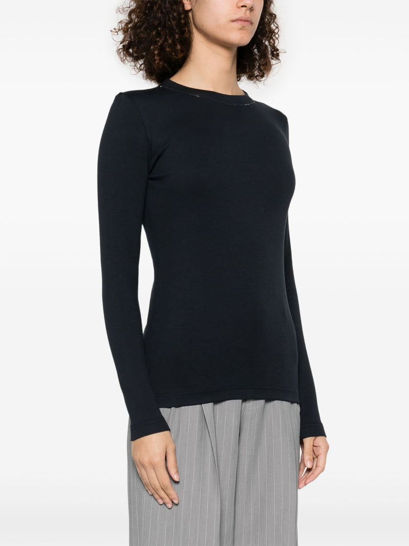 Fabiana Filippi Blue Crewneck Embellished Top