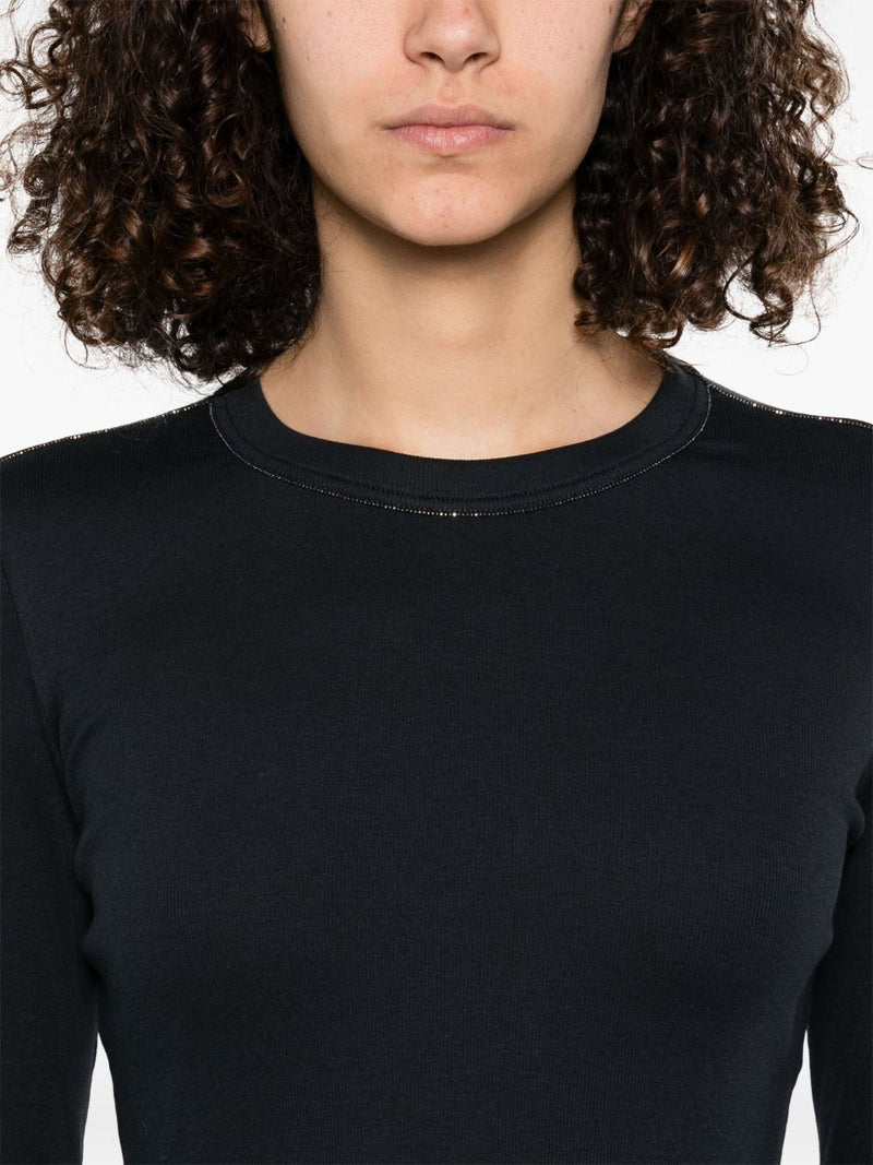 Fabiana Filippi Blue Crewneck Embellished Top