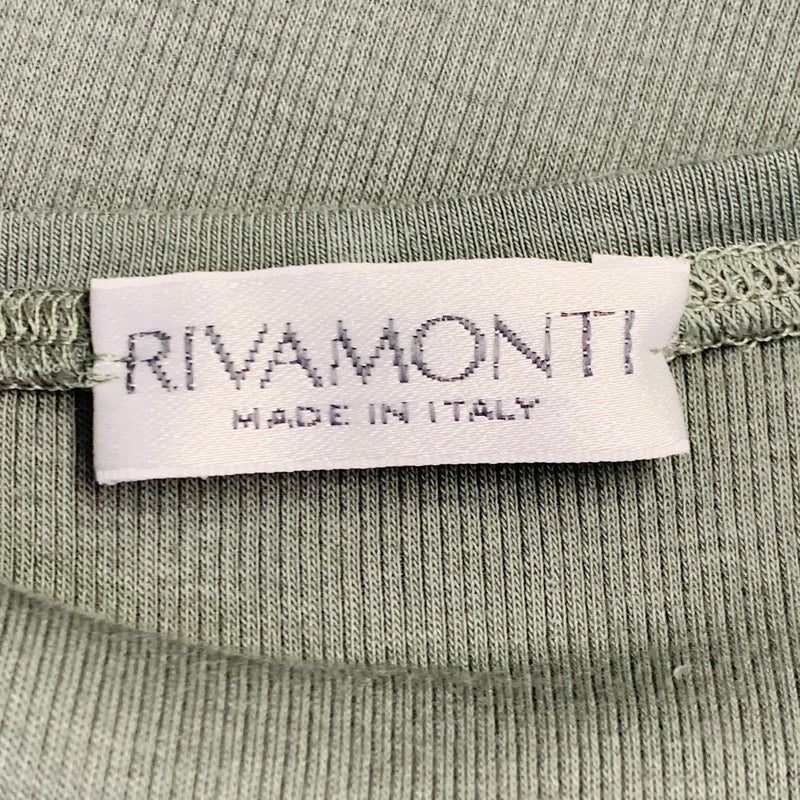 RIVAMONTI Size S Green Sage Cotton Blend Embellishment Short Sleeve Casual Top