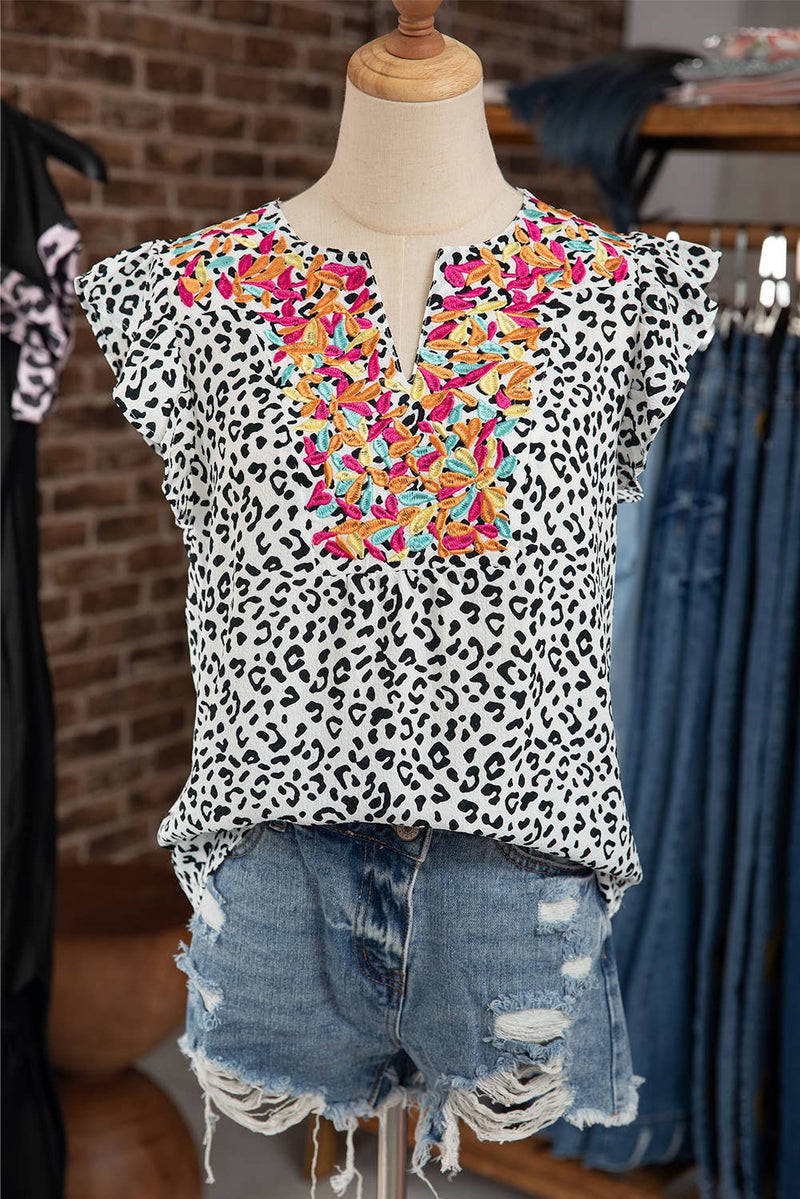 Mac Women Casual Ruffle Embellished V-neck Sleeveless Top