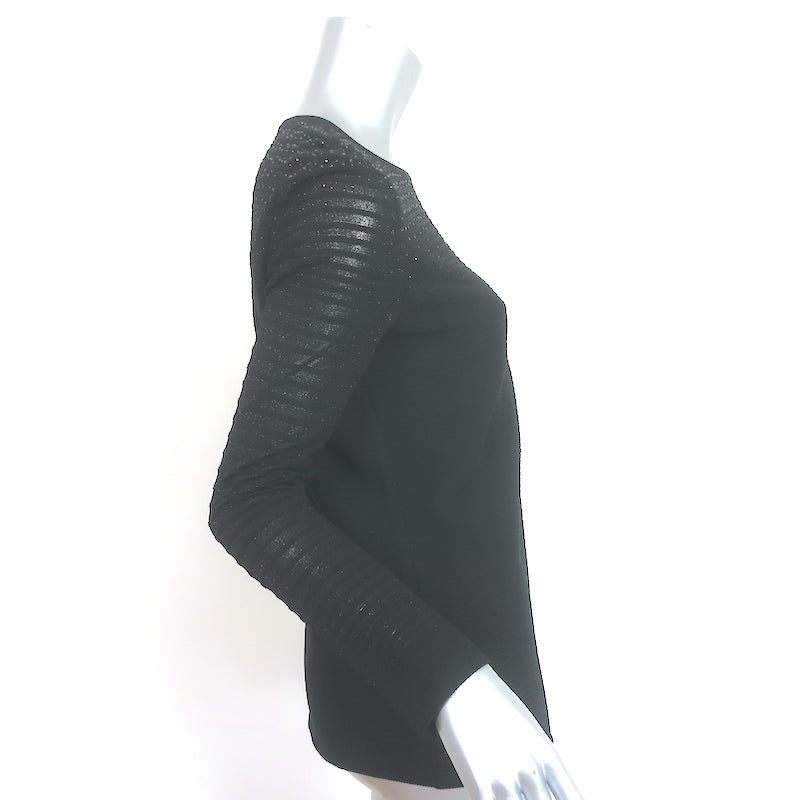 St. John Crystal-Embellished Long Sleeve Top Black Degrade Knit Size Small NEW