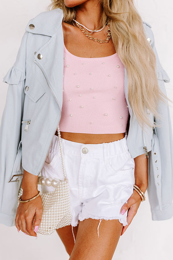 Final Touch Embellished Tank in Pink