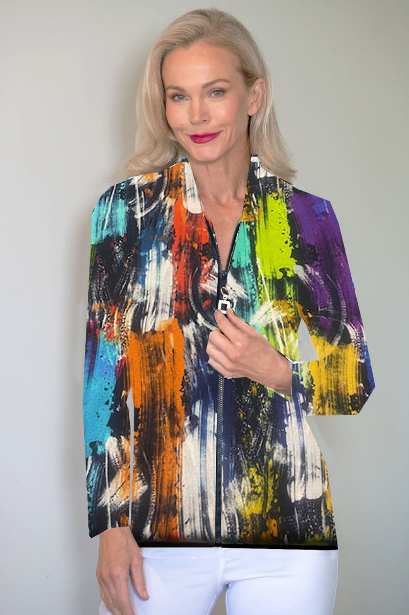 5313 Embellished Zip Cardi - Graffiti