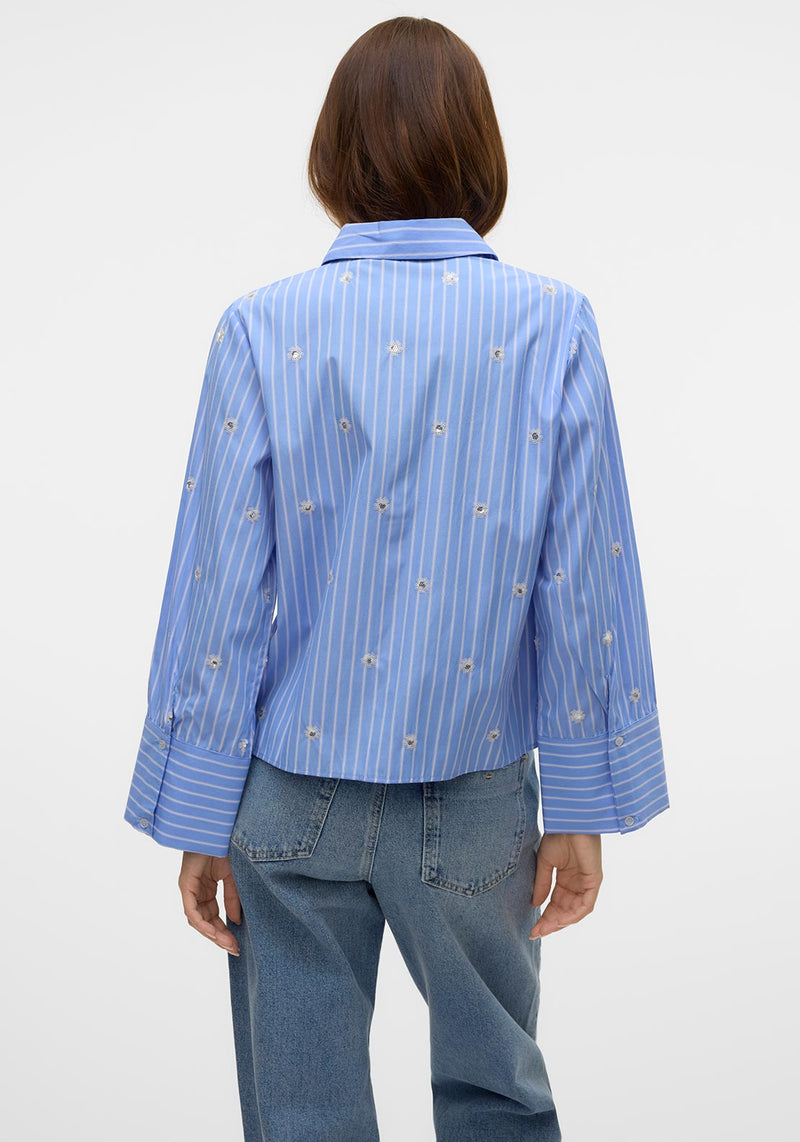 Vero Moda Leila Sequin Embellished Striped Shirt, Blue