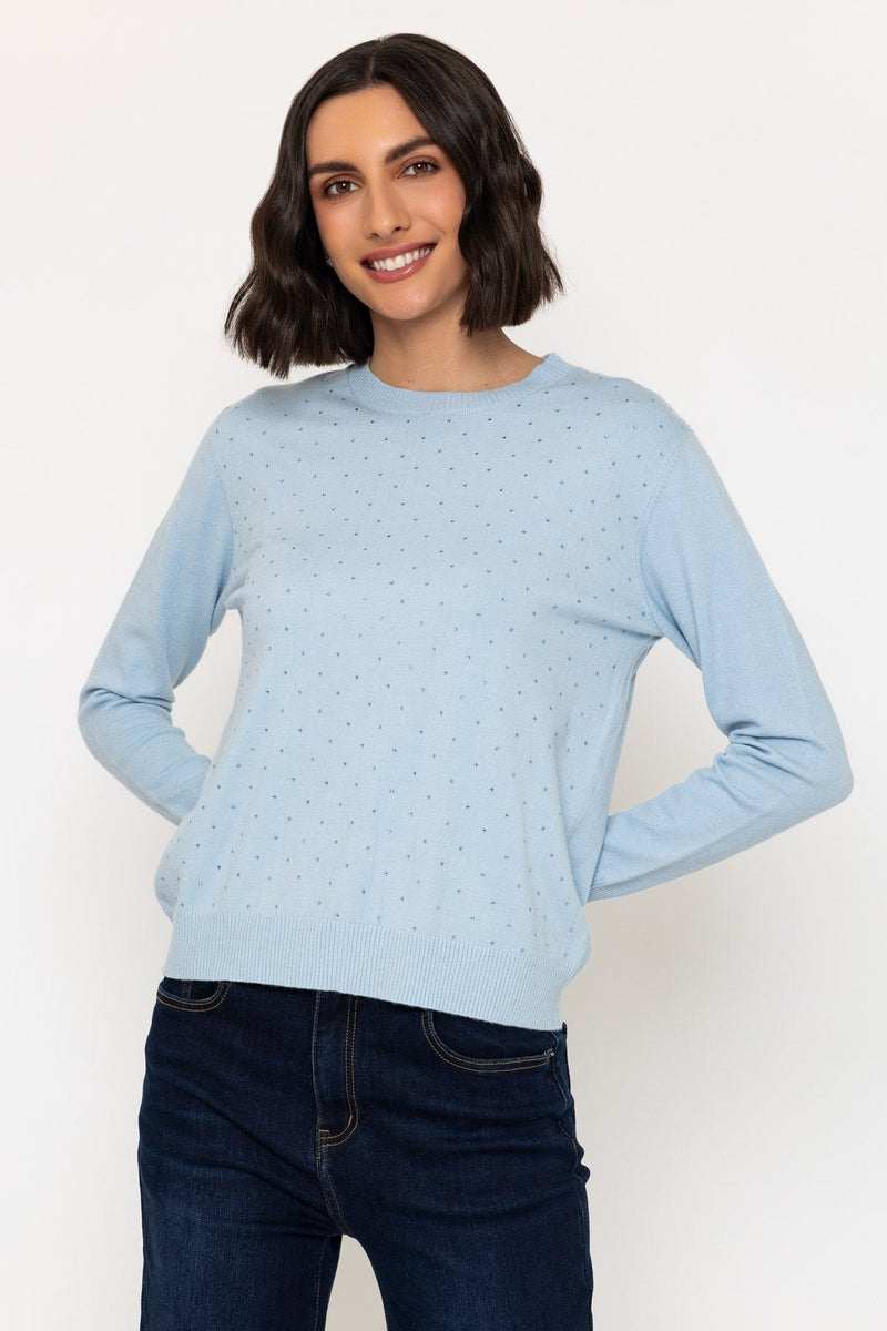 Blue Embellished Soft Touch Jumper