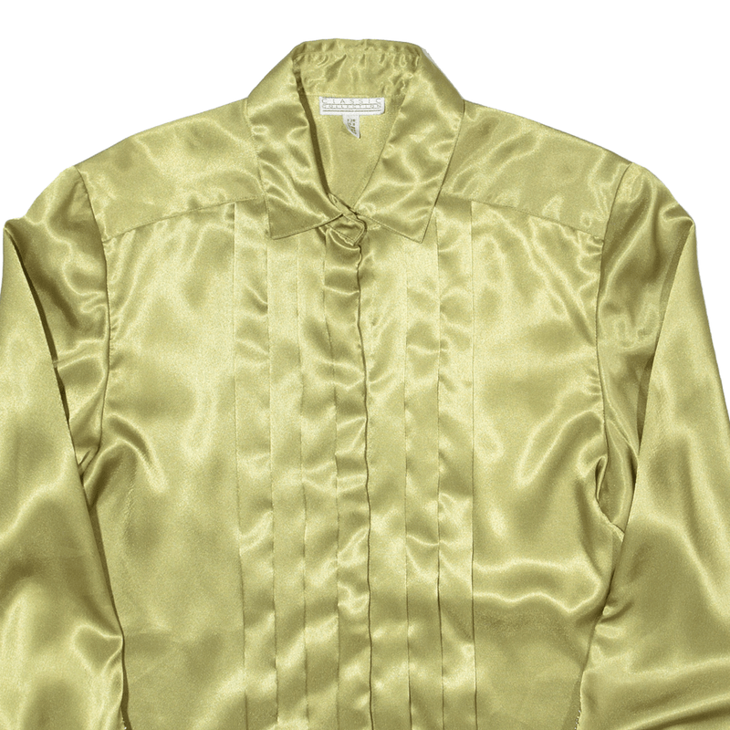 CLASSIC COLLECTION Embellished Womens Plain Shirt Green 90s UK 10