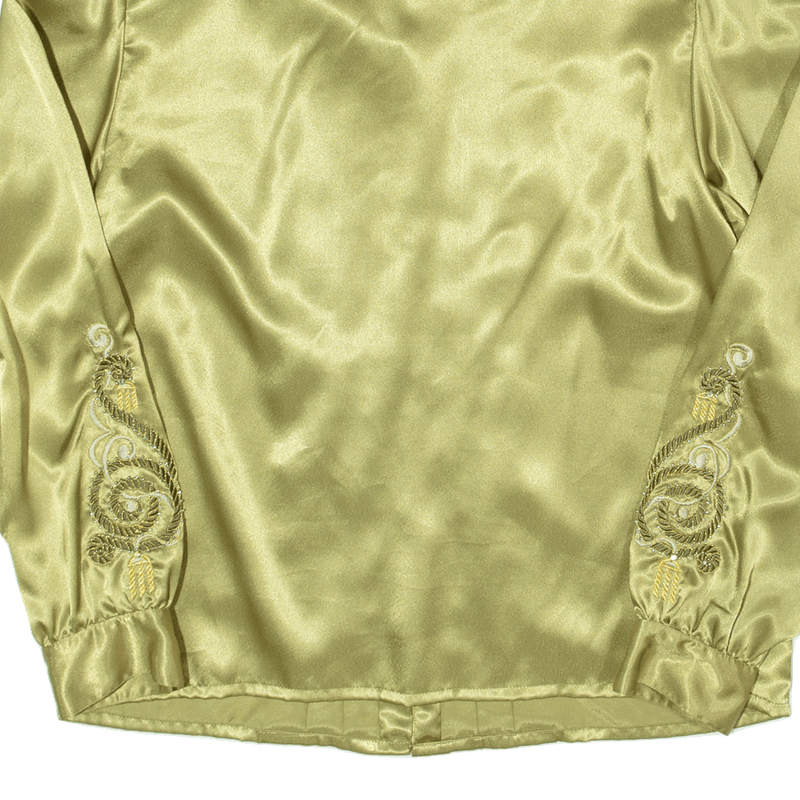 CLASSIC COLLECTION Embellished Womens Plain Shirt Green 90s UK 10