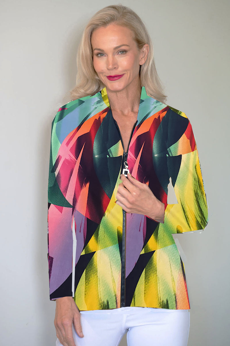 5313 Embellished Zip Cardi - Paint