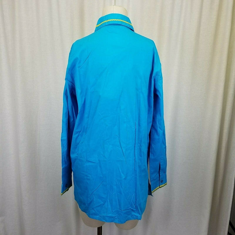 Spirit by Sandy Starkman Long Sleeve Button Shirt Artsy Embellished Womens S QVC