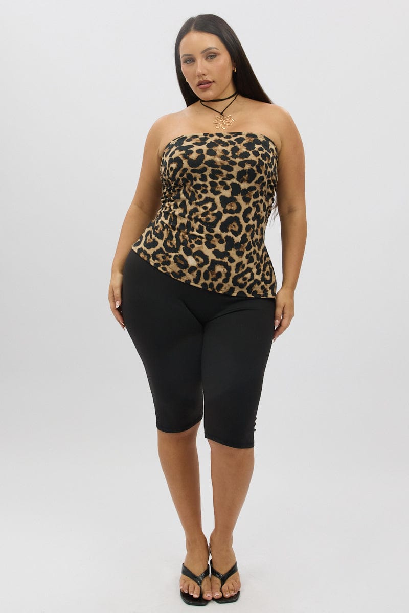 Brown Animal Print Bandeau Top