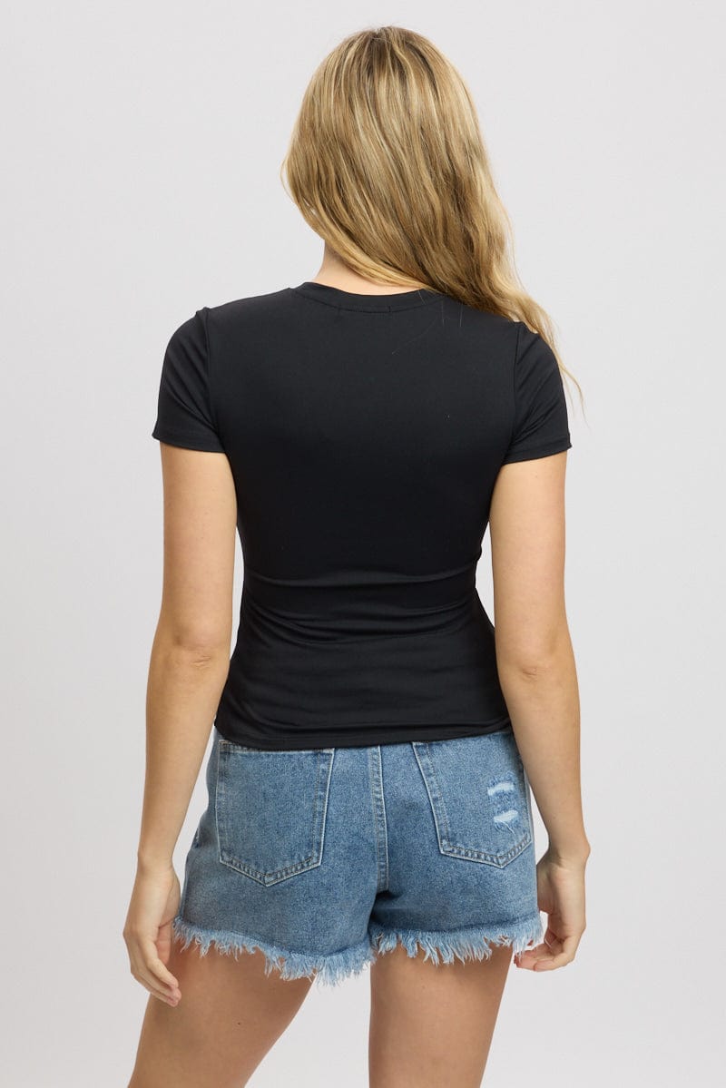 Black T shirt Short Sleeve Crew Neck Supersoft