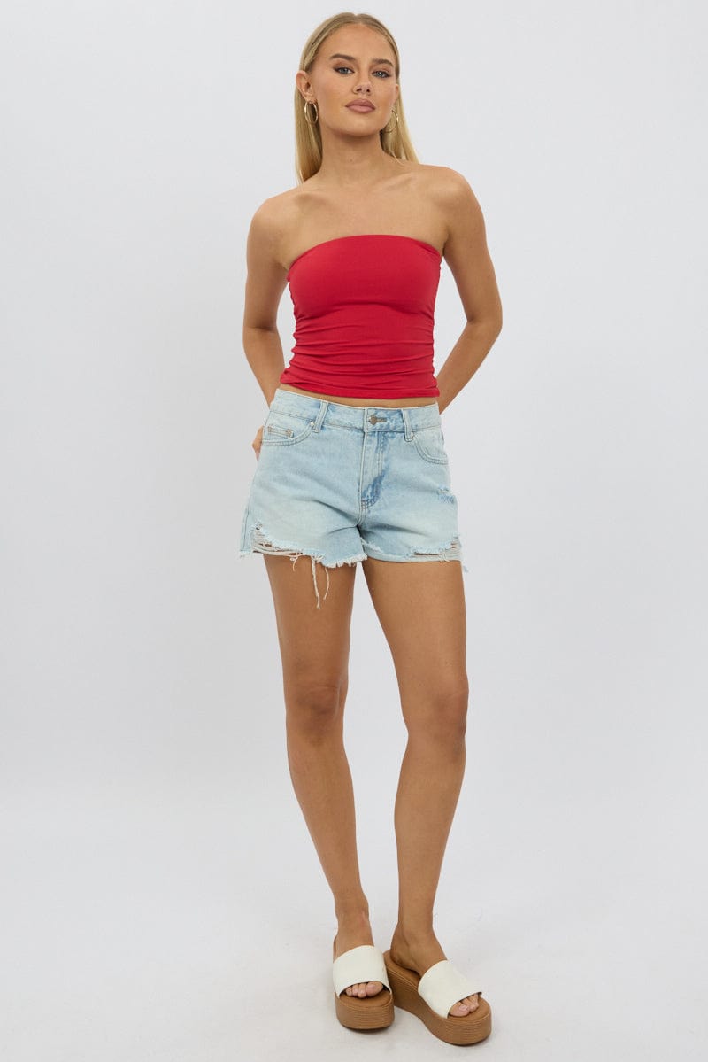 Red Ruched Bandeau Supersoft