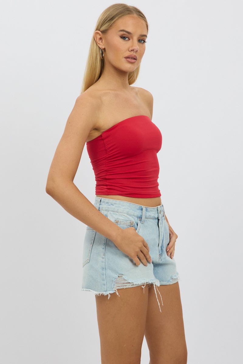 Red Ruched Bandeau Supersoft