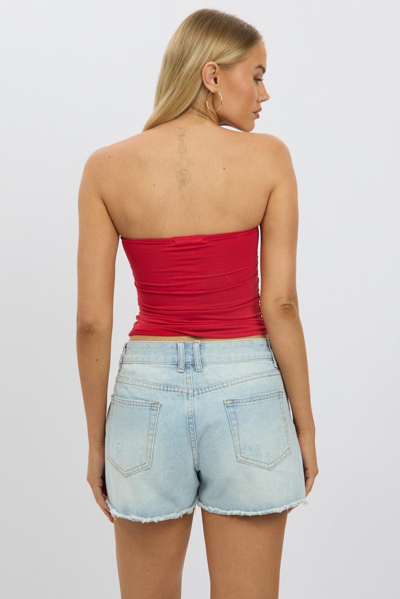 Red Ruched Bandeau Supersoft