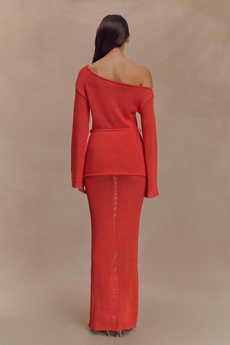 Reagan Off Shoulder Knit Top - Orange