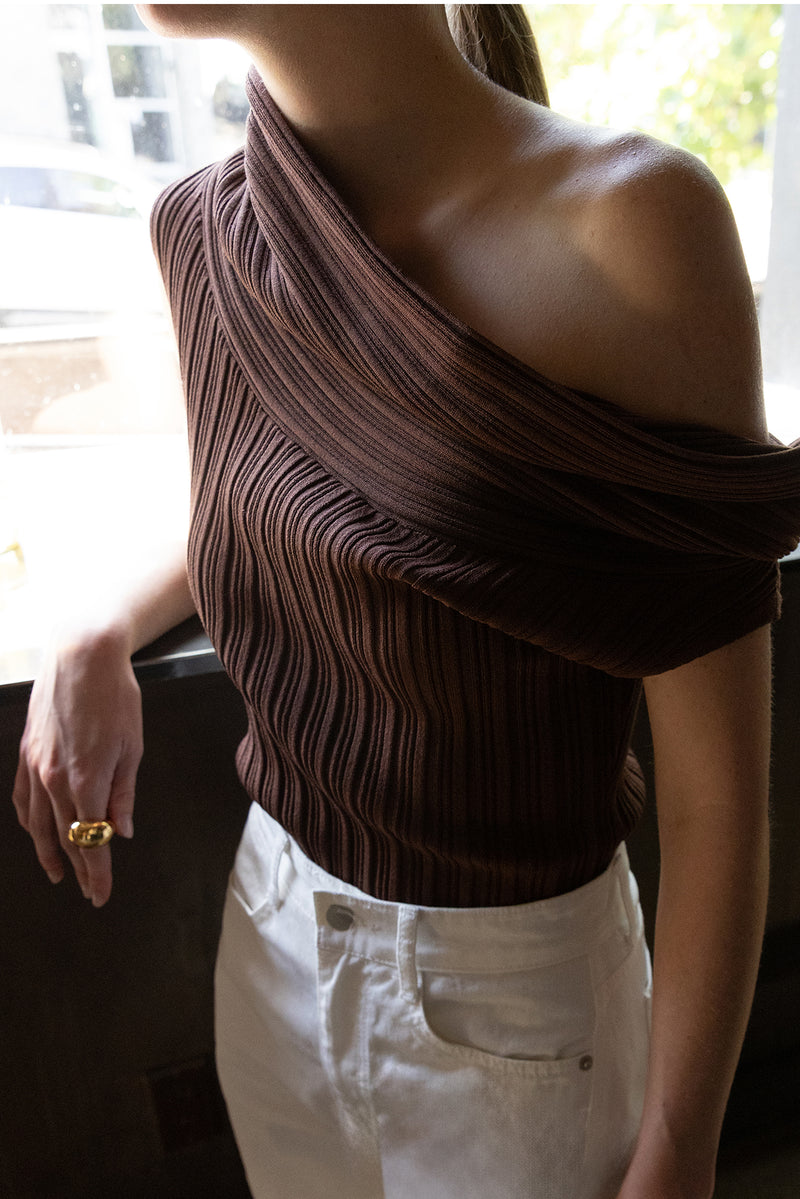 SLOUCHY SHORT SLEEVE OFF THE SHOULDER KNIT SWEATER