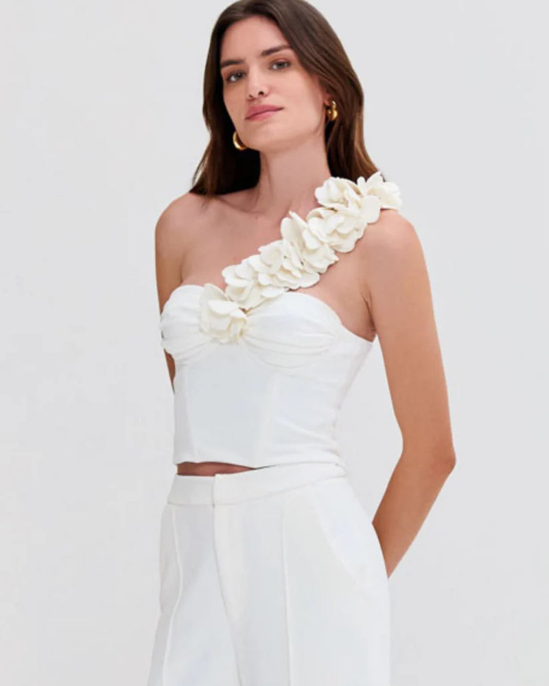 Patbo - Merian Knit One Shoulder Top - Off White