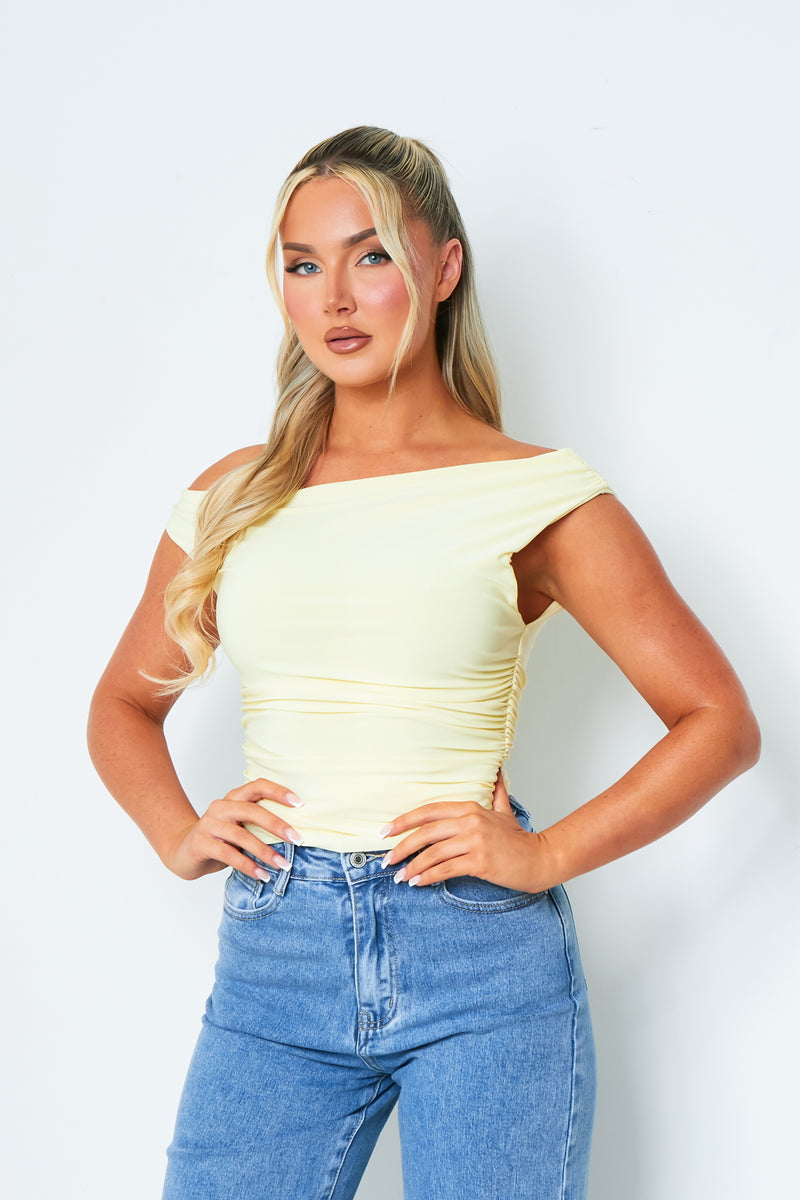 Lidia Yellow Super Soft Off The Shoulder Top