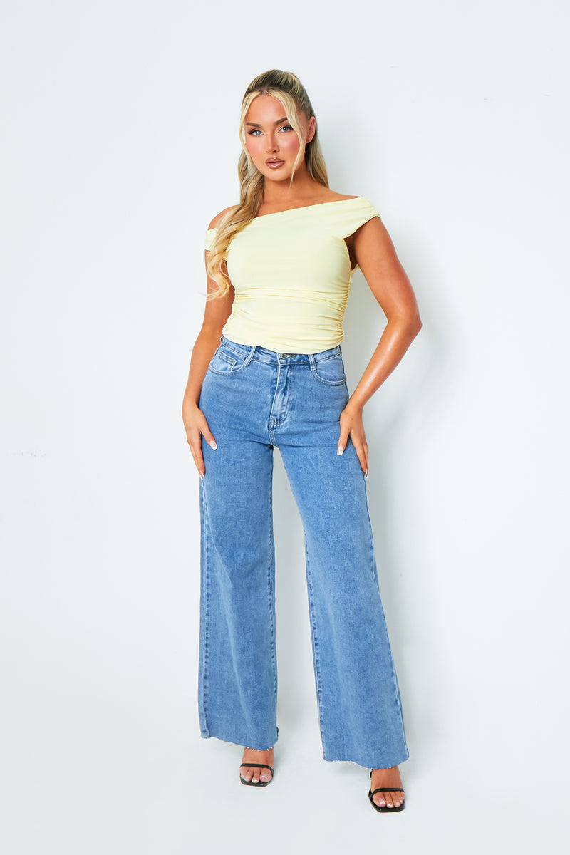 Lidia Yellow Super Soft Off The Shoulder Top
