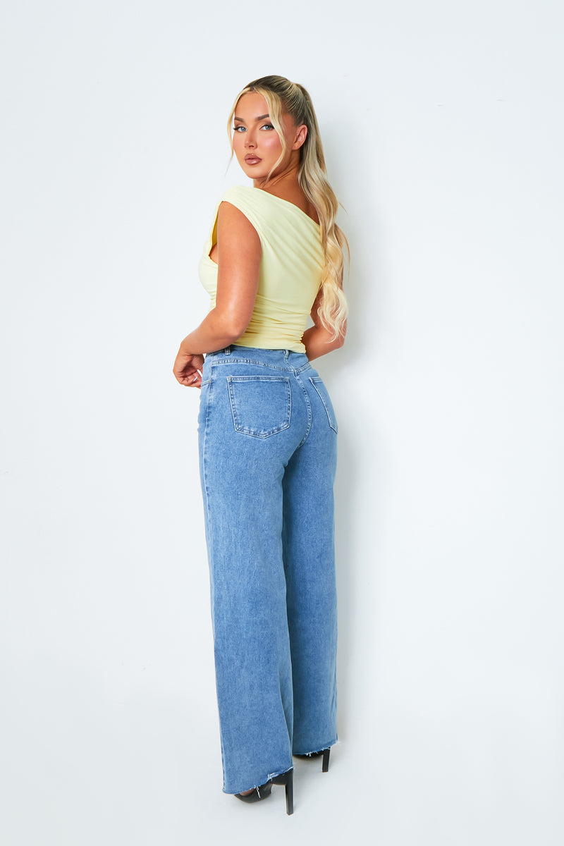 Lidia Yellow Super Soft Off The Shoulder Top