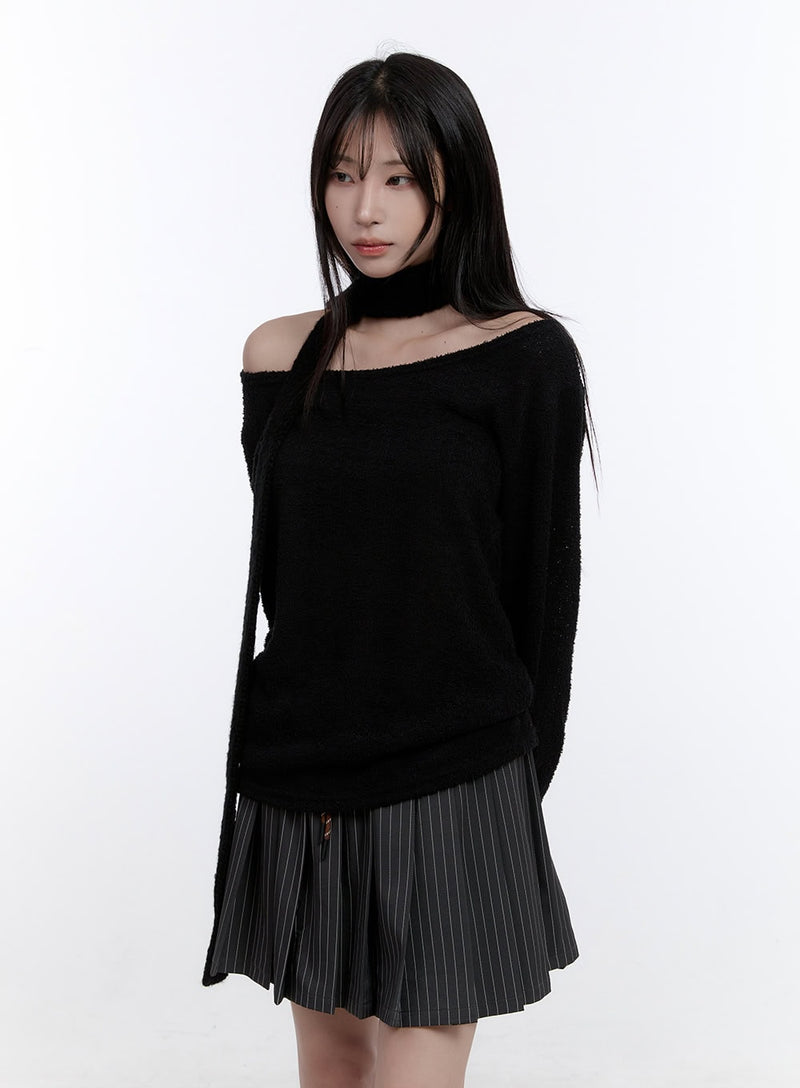 Fuzy Soft Off Shoulder Long Sleeve Top CO418