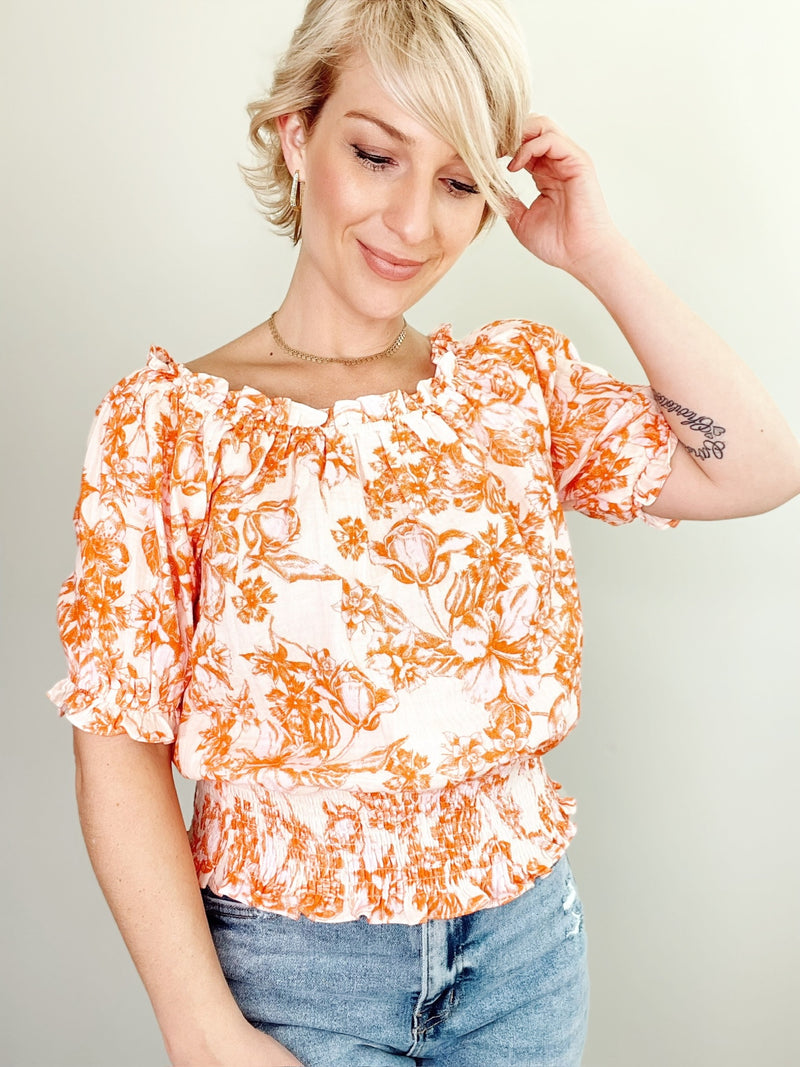 Allison Off Shoulder Top Blush/Orange