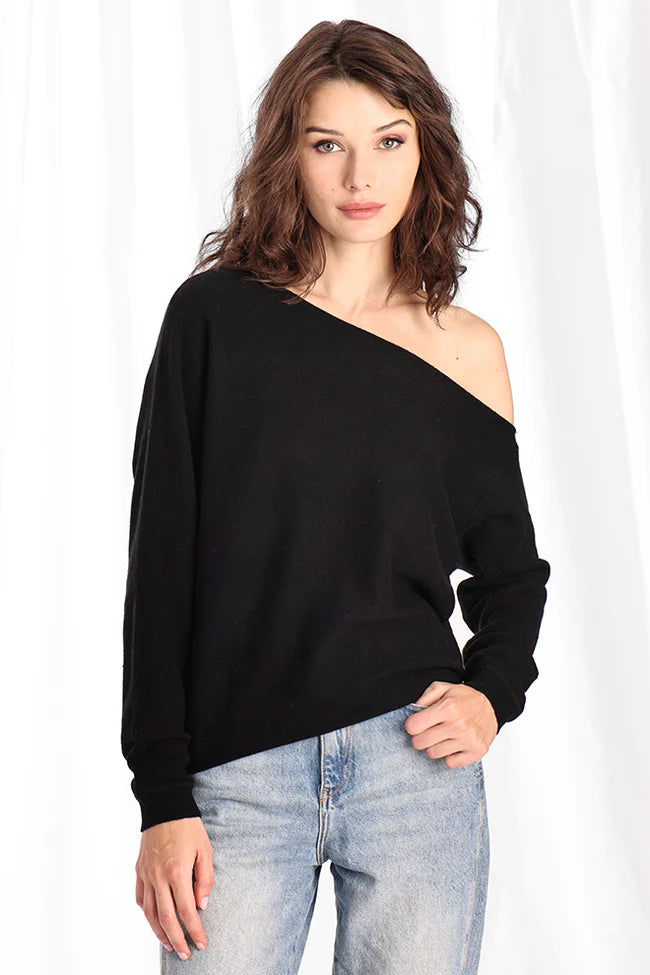 Minnie Rose Cotton Cashmere Off The Shoulder Top