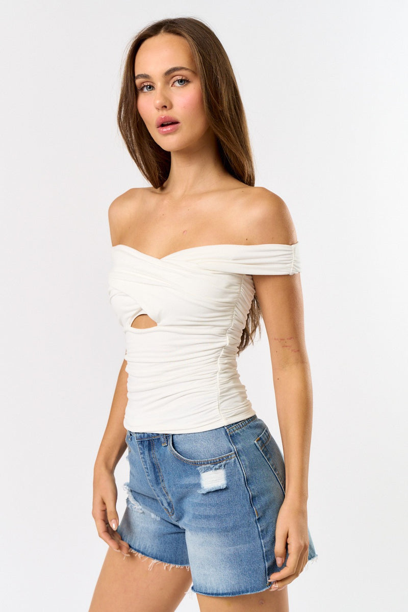 The Sweetest Thing Off Shoulder Cut Out Top in Ivory