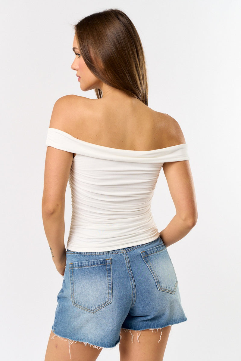The Sweetest Thing Off Shoulder Cut Out Top in Ivory