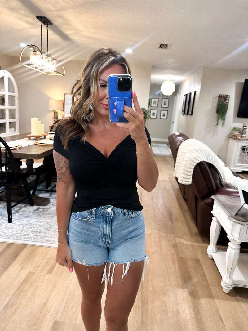 Going Good Double Layer Off Shoulder Top - Black