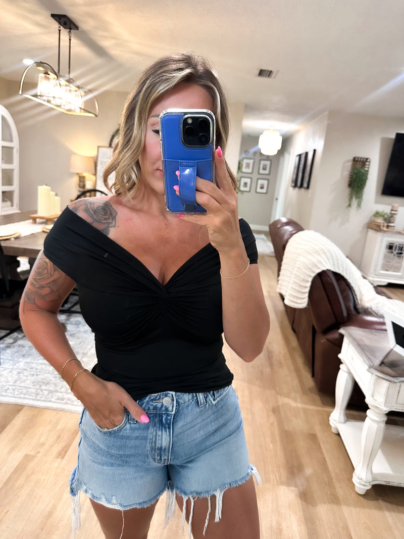 Going Good Double Layer Off Shoulder Top - Black