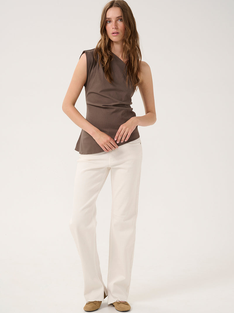 SoraMW Off Shoulder Top Major Brown