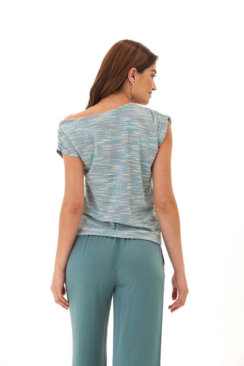 Leoni Off-Shoulder Marble Rib Top