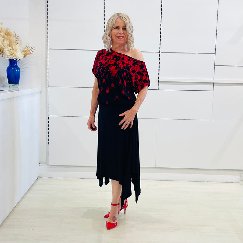 Racy Red Off the Shoulder Gracie top