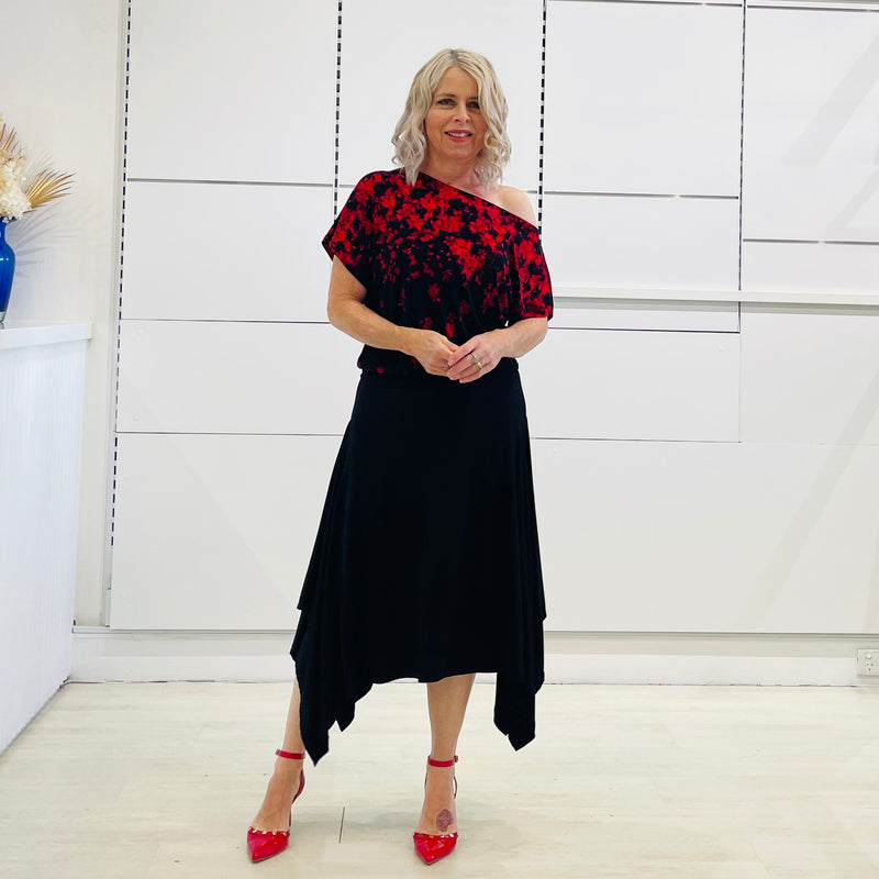 Racy Red Off the Shoulder Gracie top