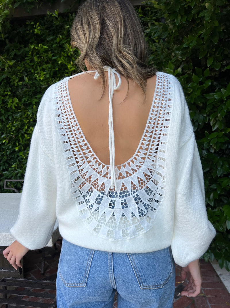 Rya V-neck Cut Out Sweater - White