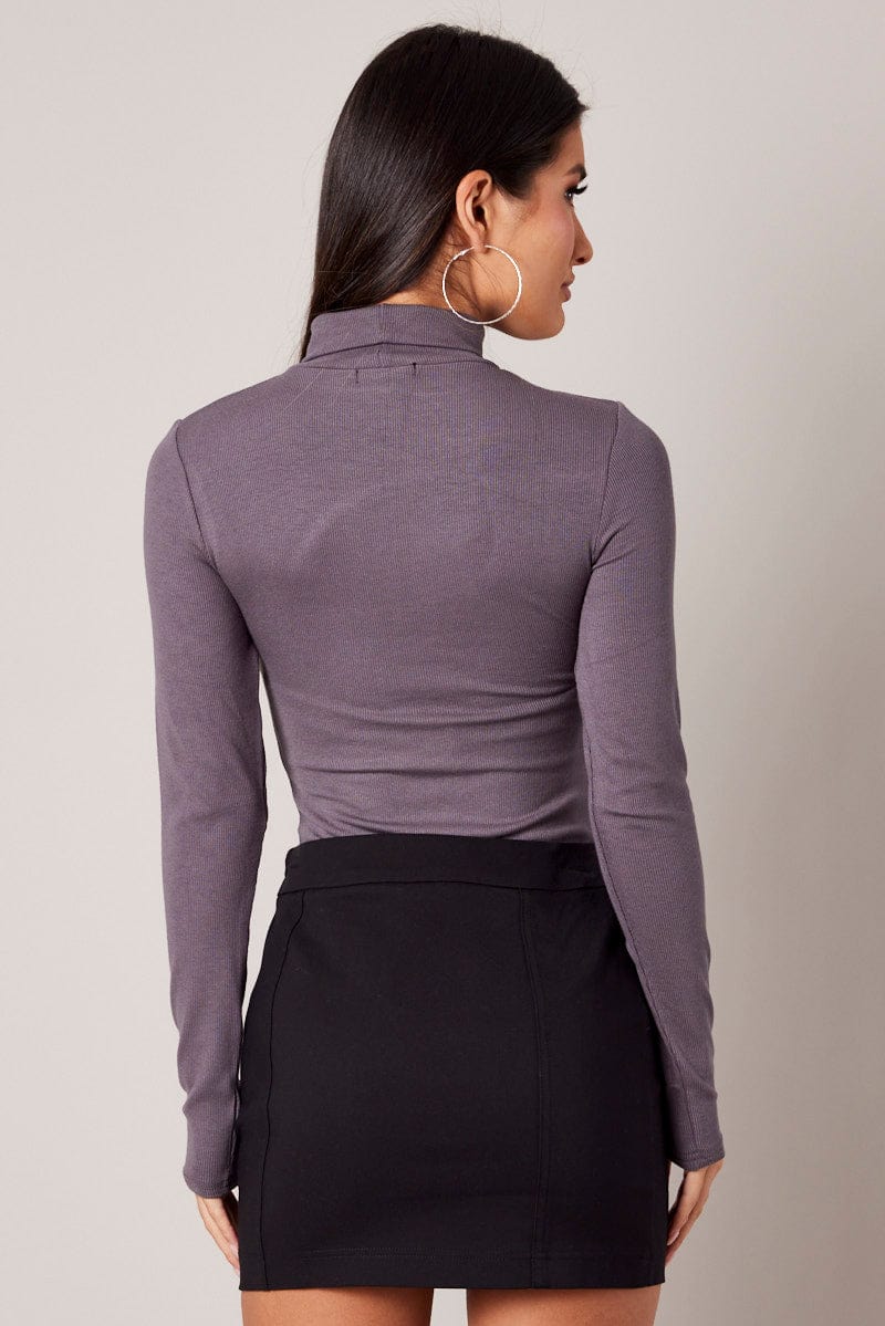 Grey Cut Out Bodysuit Long Sleeve