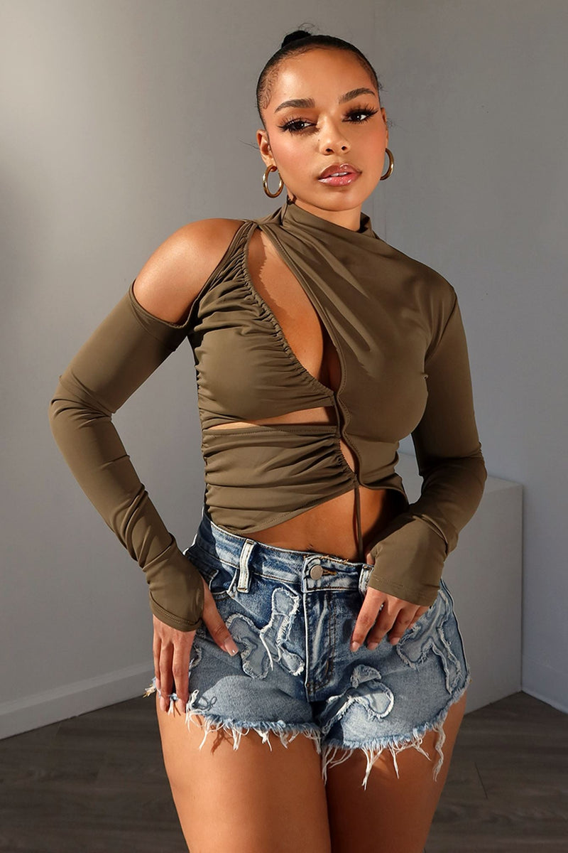 You Better Work Mock Neck Cut Out Bodysuit