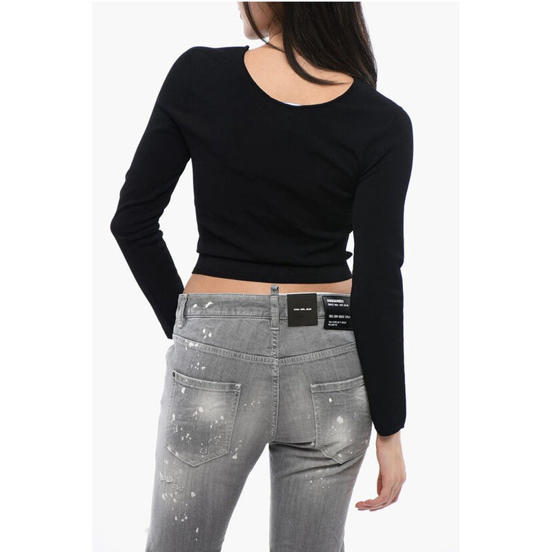 Dsquared² Knitted Cut-out Top with Pearl Detail