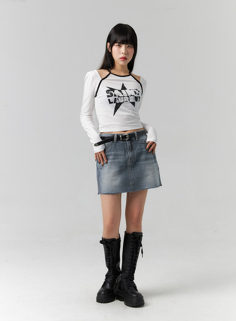 Graphic Cut-Out Crop Top CS314