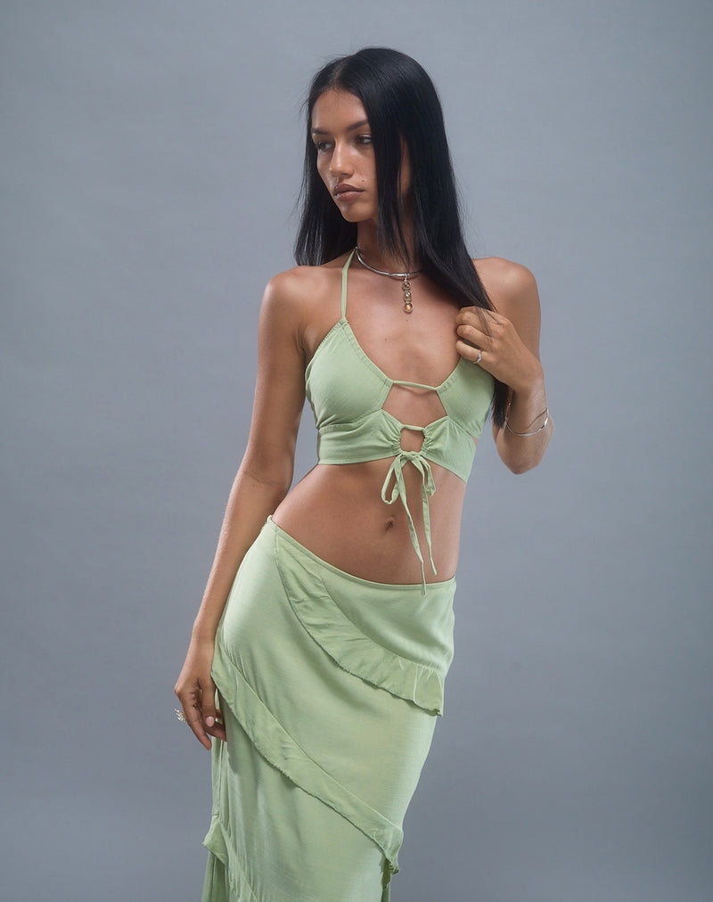 Koen Cut Out Top in Mint Sage