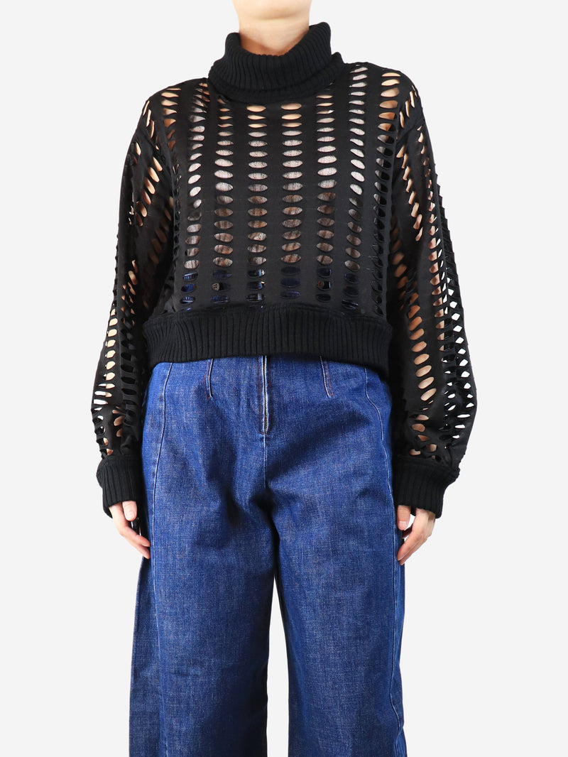 Black cut-out detail top - size S