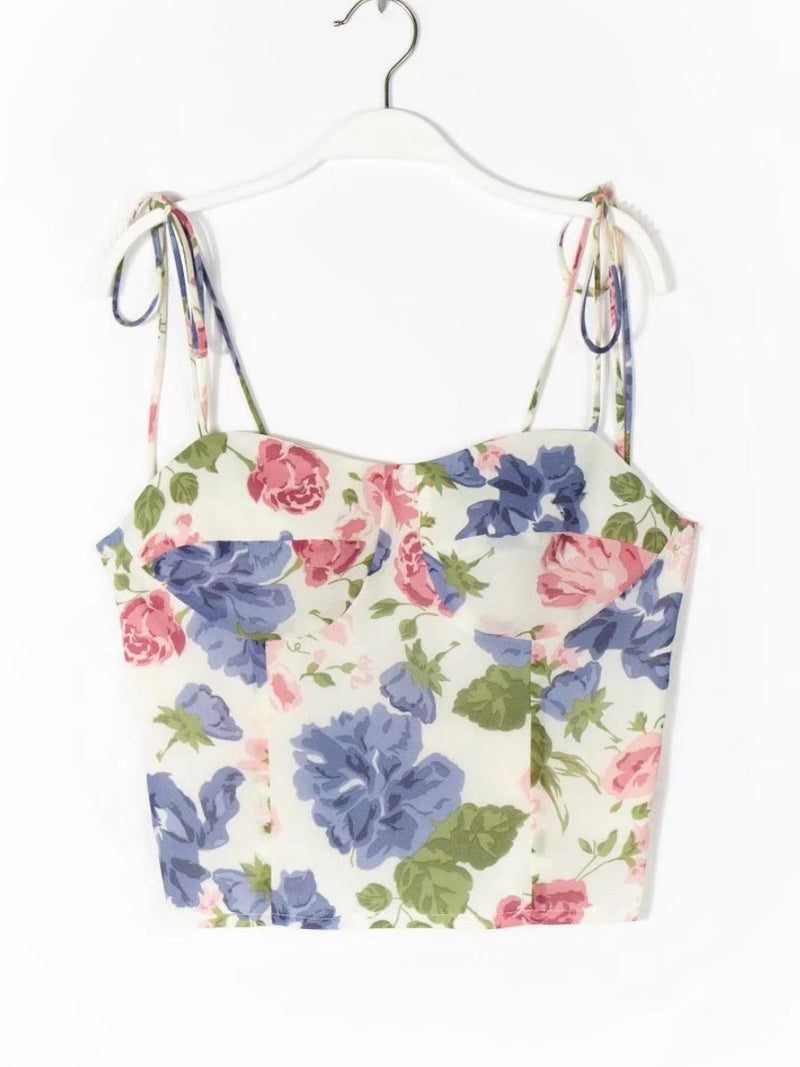 Liber Summer Women's Backless Printed Tank tops&Camis