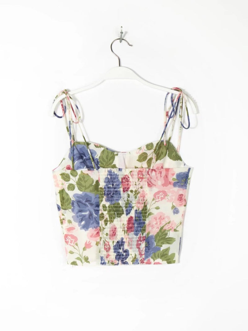 Liber Summer Women's Backless Printed Tank tops&Camis