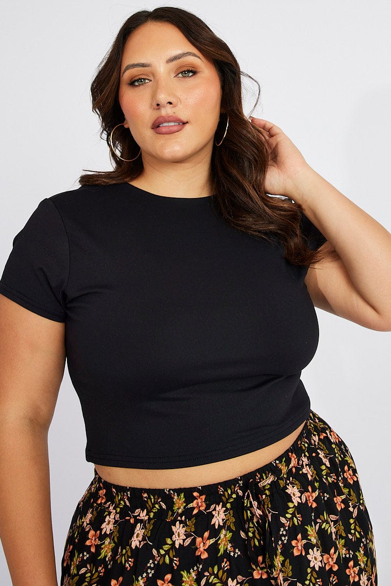 Black Supersoft Top Short Sleeve Backless